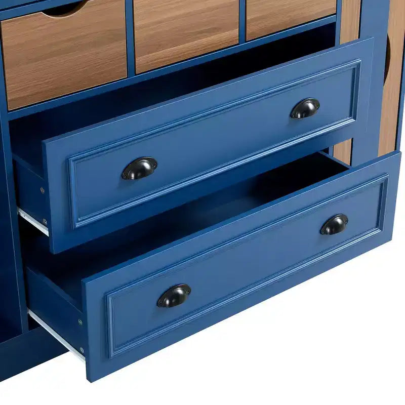 Garde-manger de cuisine autoportant Whisen de 180 cm de haut, grand buffet de salle à manger avec 4 portes pliantes, étagères, porte-bouteilles