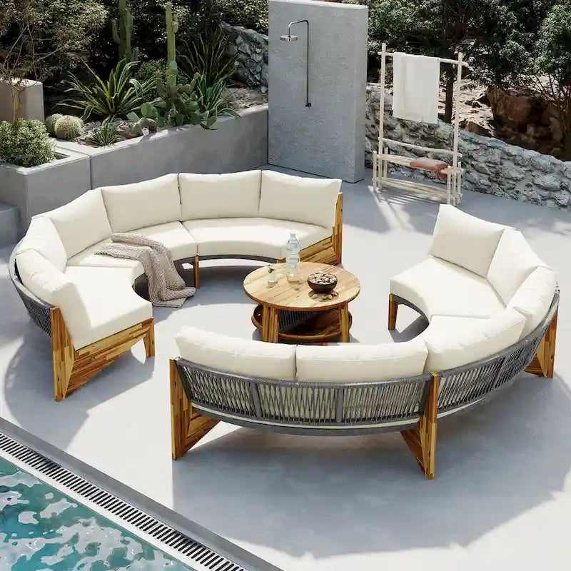 Ensemble de jardin 6 places avec coussins et 1 table basse