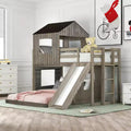 Lit superposé en bois Luxystar avec maisonnette, toboggan et barrières de sécurité, double sur grand lit