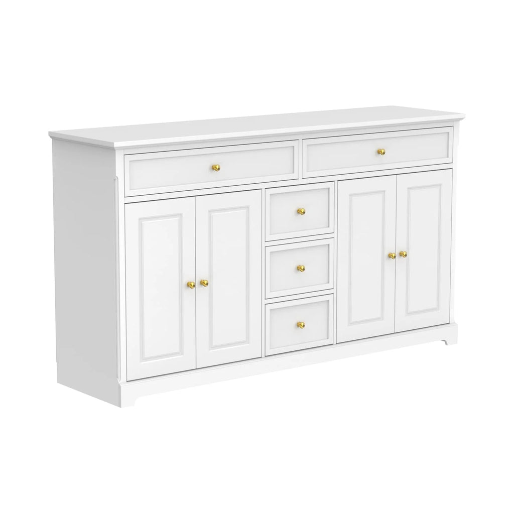 Buffet bahut 150 cm blanc laqué moderne contemporain du milieu du siècle