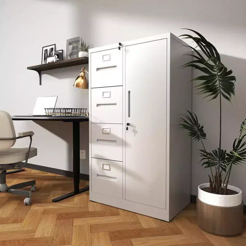 Classeur vertical en métal avec serrure, casier de rangement en acier à 4 tiroirs
