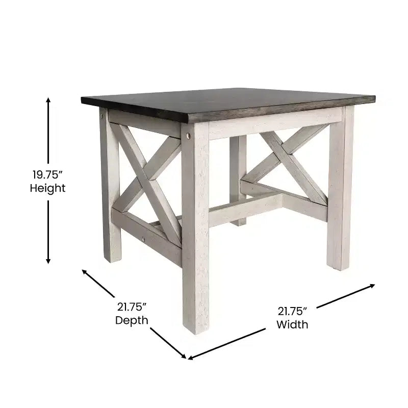 Table d'appoint en bois massif de style campagnard, design en X