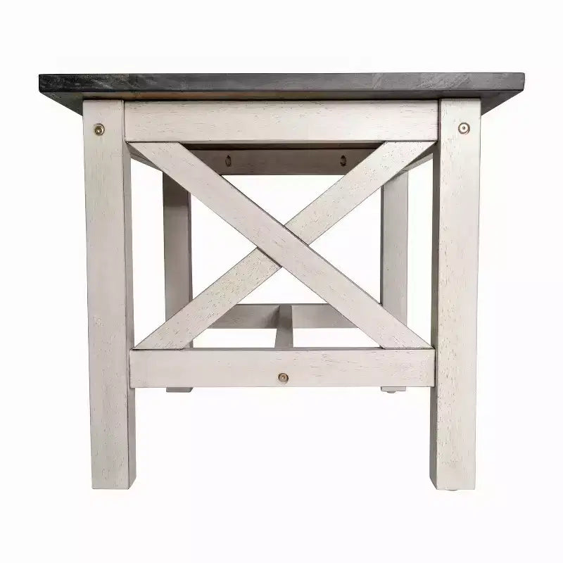 Table d'appoint en bois massif de style campagnard, design en X