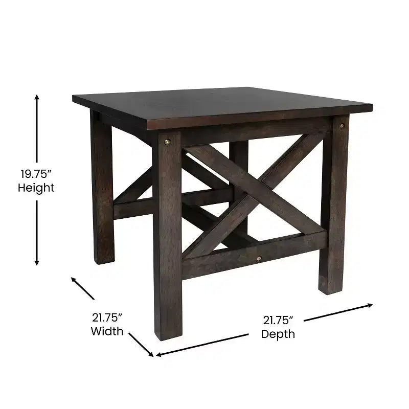 Table d'appoint en bois massif de style campagnard, design en X