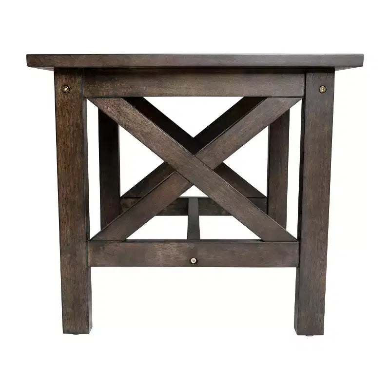 Table d'appoint en bois massif de style campagnard, design en X