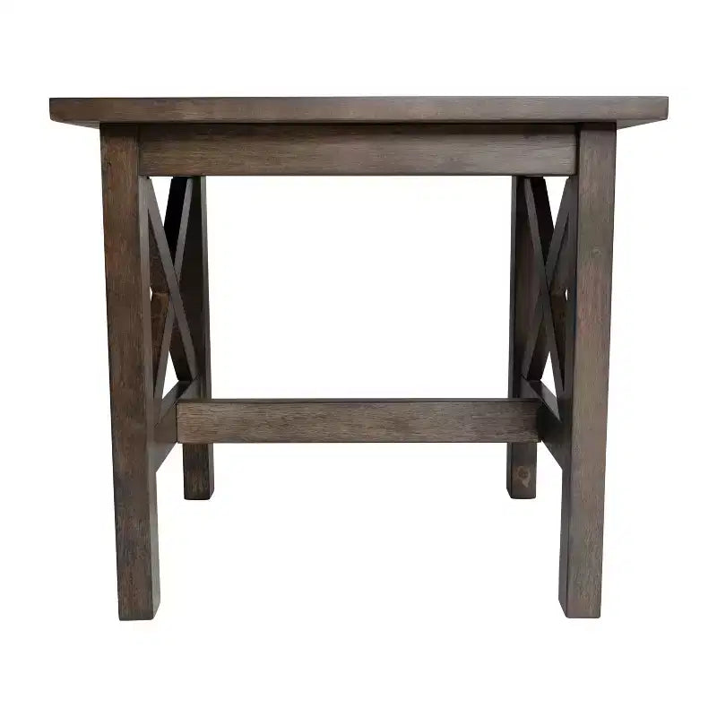Table d'appoint en bois massif de style campagnard, design en X