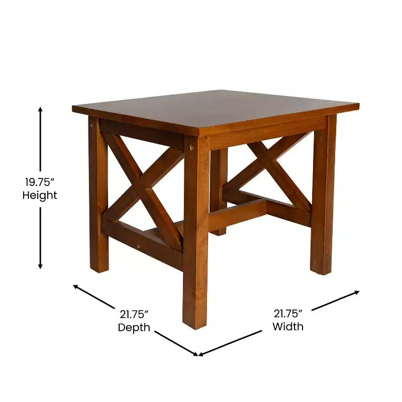 Table d'appoint en bois massif de style campagnard, design en X