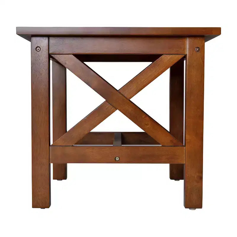 Table d'appoint en bois massif de style campagnard, design en X