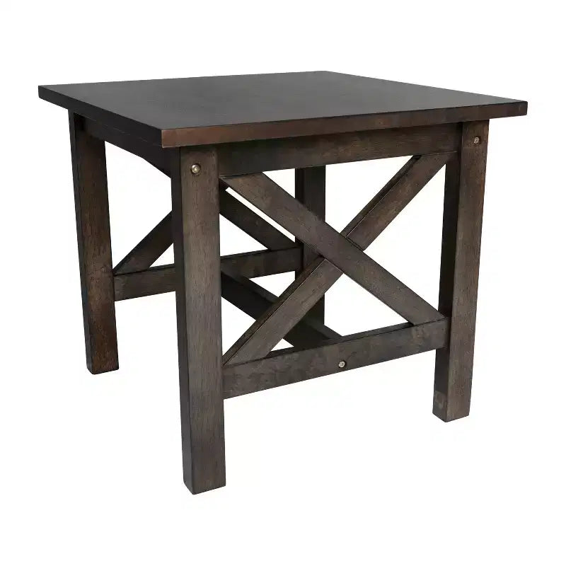Table d'appoint en bois massif de style campagnard, design en X