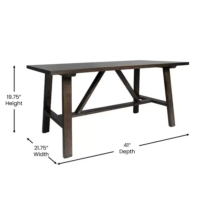 Table basse de ferme en bois massif, table d'appoint à piètement en X de style tréteaux