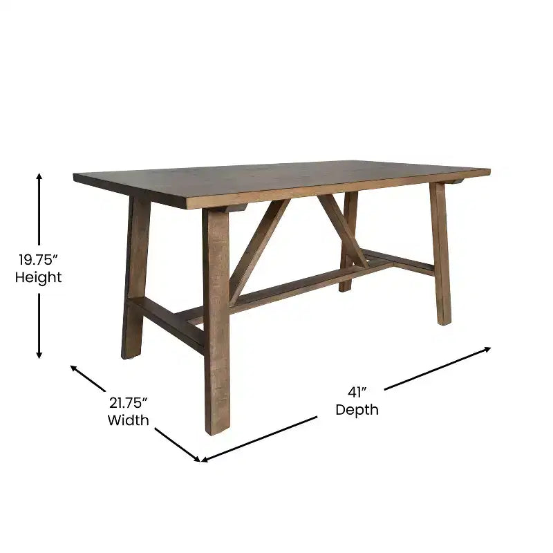 Table basse de ferme en bois massif, table d'appoint à piètement en X de style tréteaux