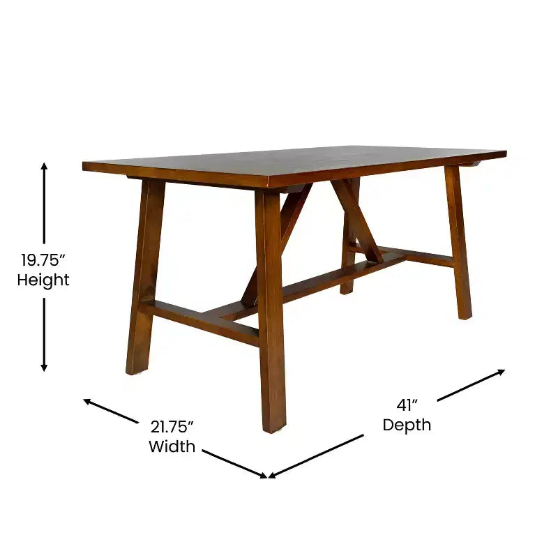 Table basse de ferme en bois massif, table d'appoint à piètement en X de style tréteaux