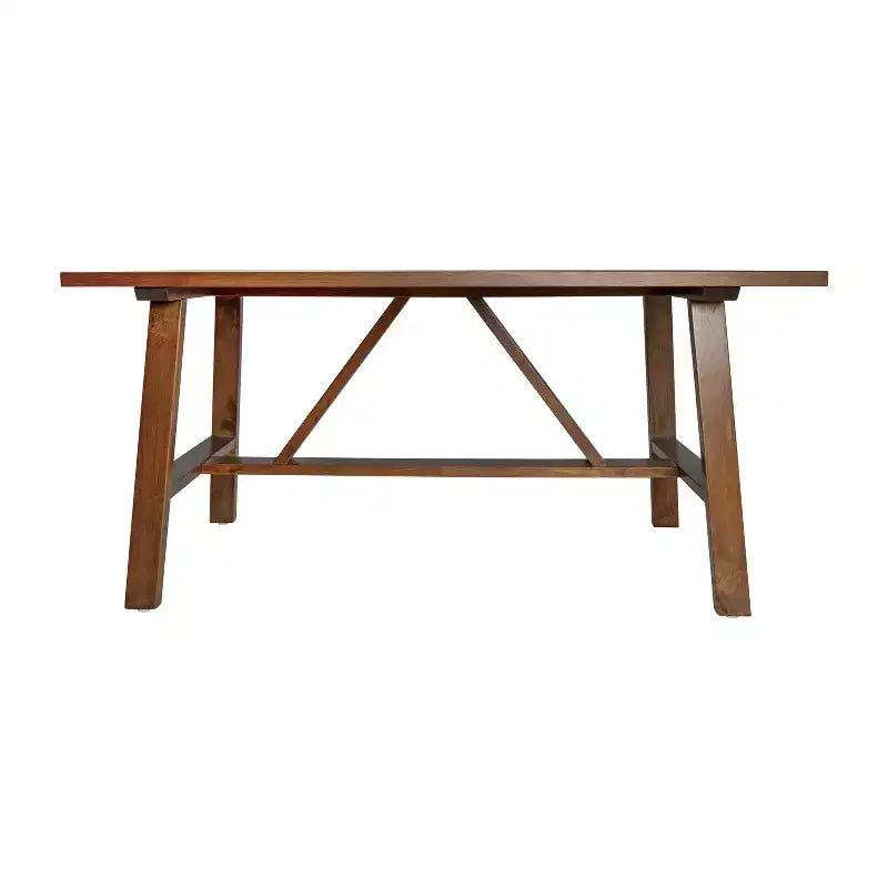 Table basse de ferme en bois massif, table d'appoint à piètement en X de style tréteaux