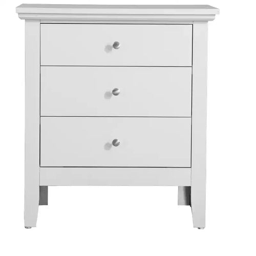 Passion Furniture Hammond 3-Drawer White Nightstand (26 in. H x 24 in. W x 18 in. D)