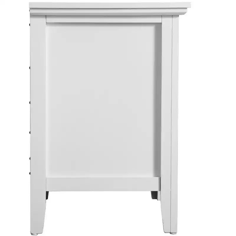Table de chevet blanche à 3 tiroirs, 66 cm H x 61 cm L x 46 cm P