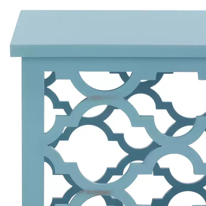 Table d'appoint à treillis d'inspiration marocaine, blanc vieilli