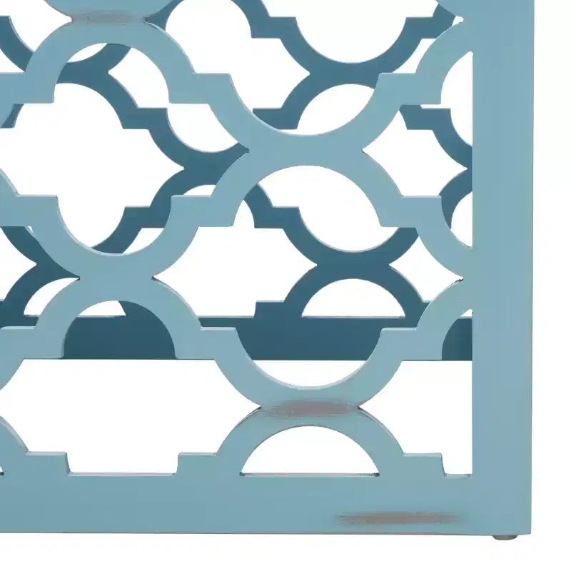Table d'appoint à treillis d'inspiration marocaine, blanc vieilli