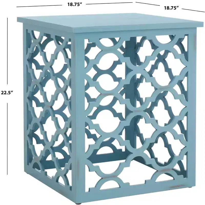 Table d'appoint à treillis d'inspiration marocaine, blanc vieilli