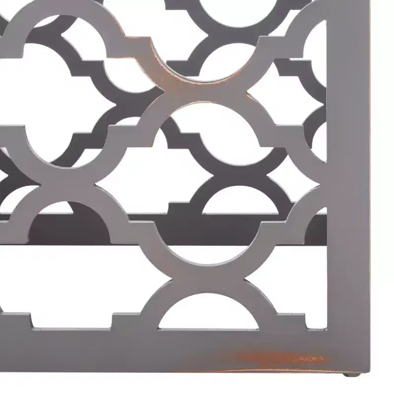 Table d'appoint à treillis d'inspiration marocaine, blanc vieilli