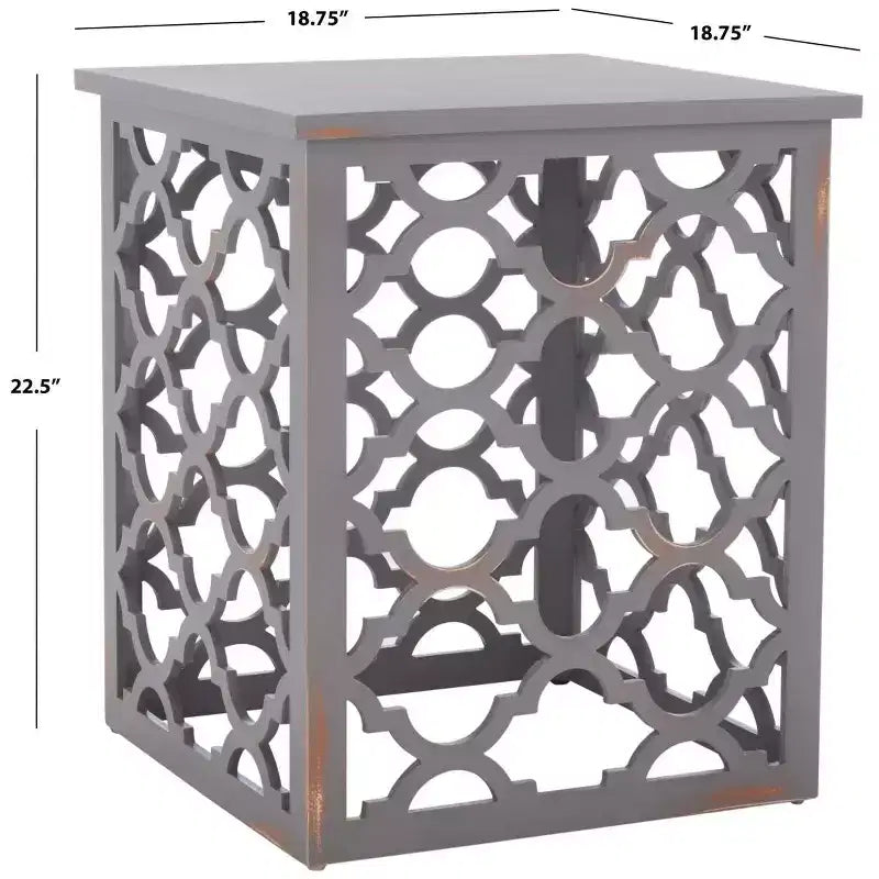 Table d'appoint à treillis d'inspiration marocaine, blanc vieilli