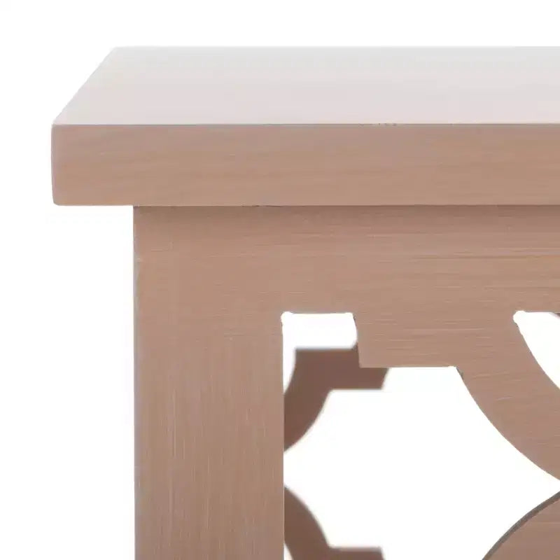 Table d'appoint à treillis d'inspiration marocaine, blanc vieilli