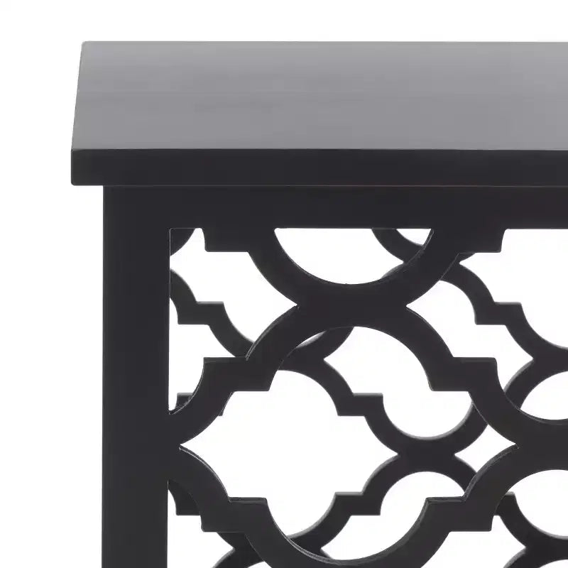 Table d'appoint à treillis d'inspiration marocaine, blanc vieilli