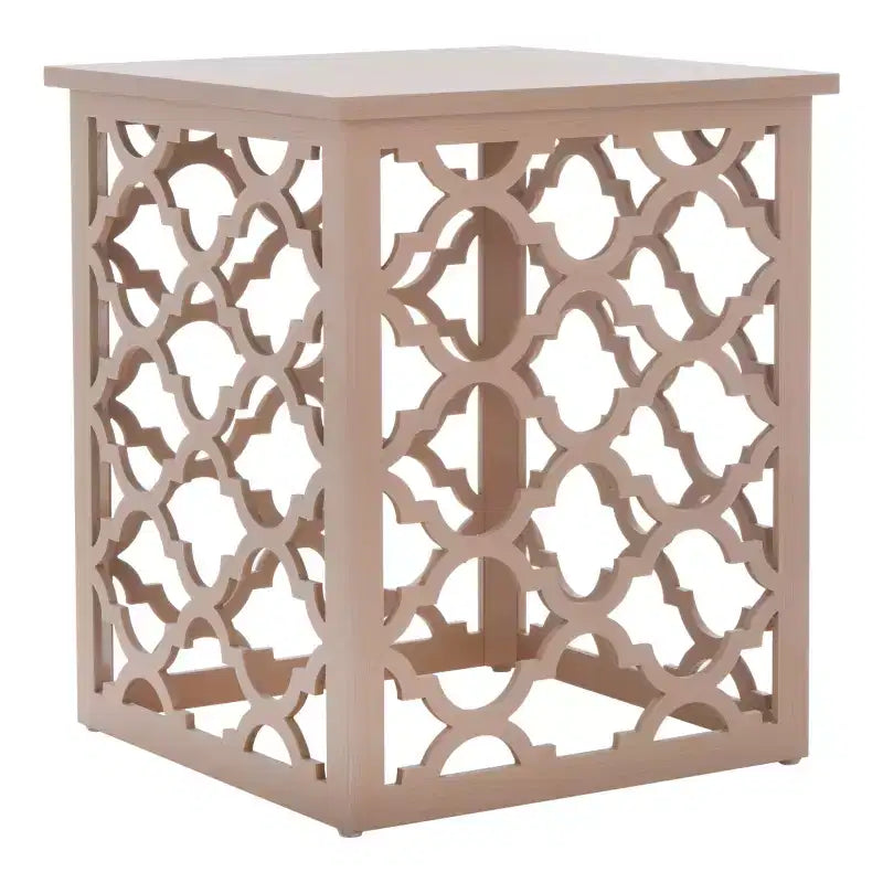 Table d'appoint à treillis d'inspiration marocaine, blanc vieilli