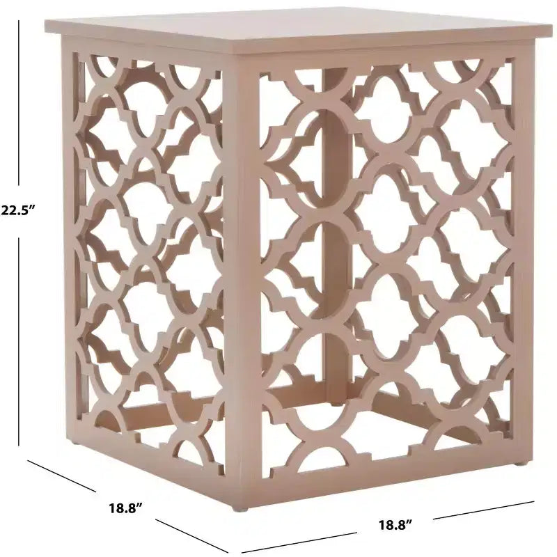Table d'appoint à treillis d'inspiration marocaine, blanc vieilli