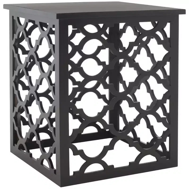 Table d'appoint à treillis d'inspiration marocaine, blanc vieilli
