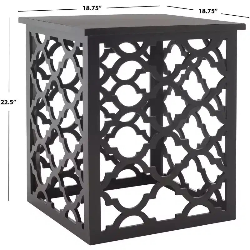 Table d'appoint à treillis d'inspiration marocaine, blanc vieilli