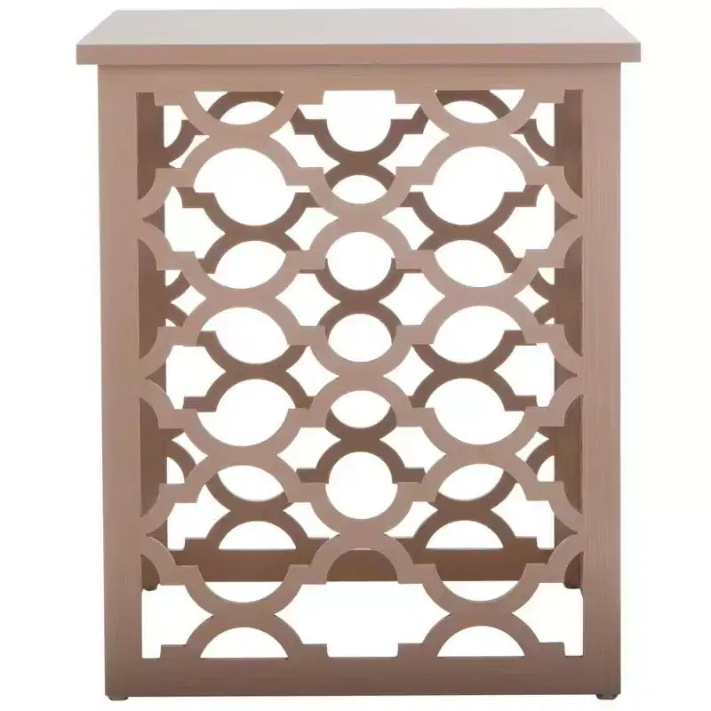 Table d'appoint à treillis d'inspiration marocaine, blanc vieilli