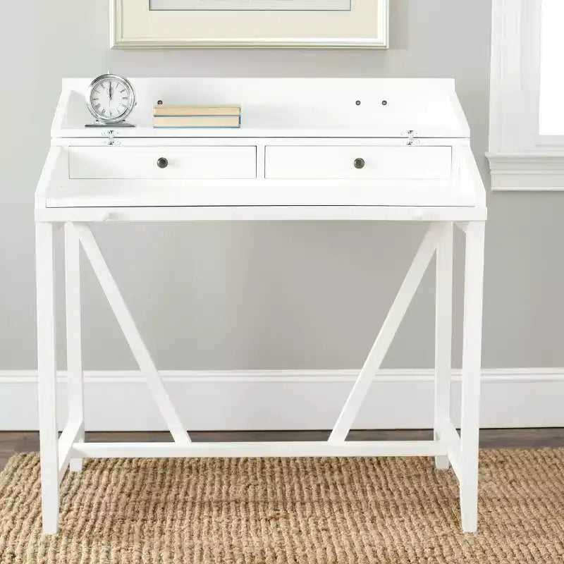 Bureau avec étagère coulissante, bois de pin teck foncé