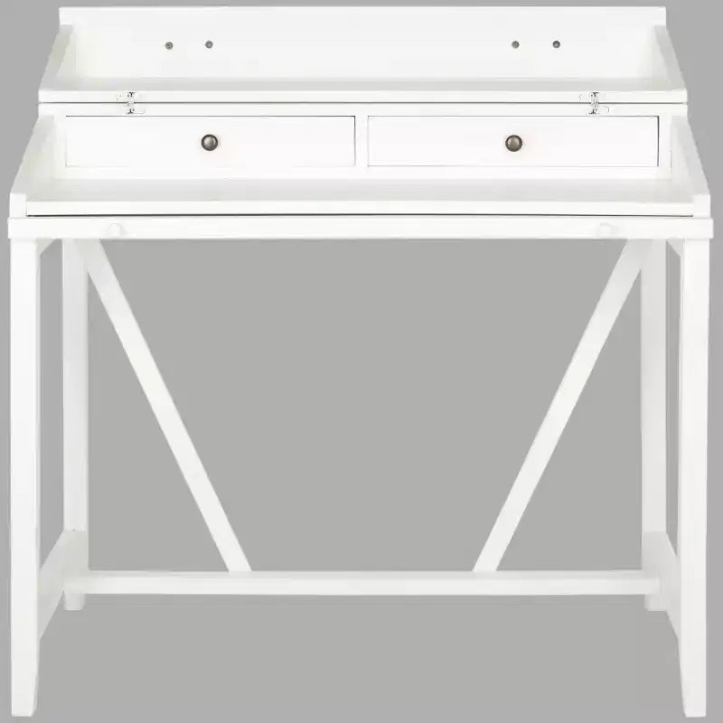 Bureau avec étagère coulissante, bois de pin teck foncé