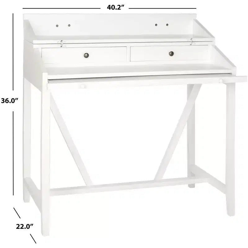 Bureau avec étagère coulissante, bois de pin teck foncé