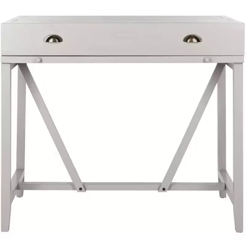 Writing Desk with Pull-Out Shelf, Dark Teak Pine Wood