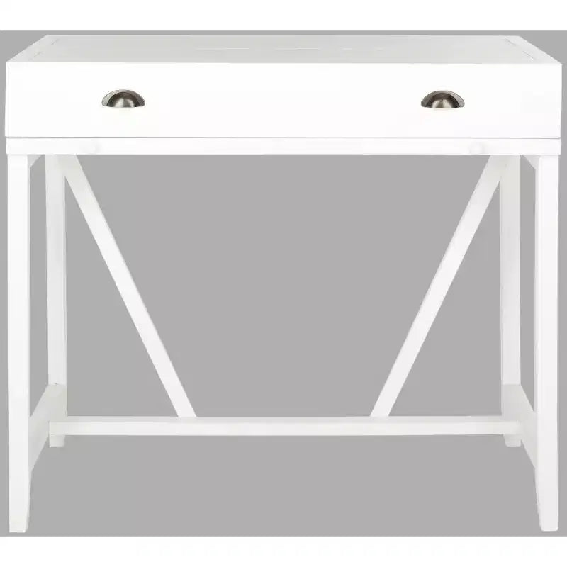 Writing Desk with Pull-Out Shelf, Dark Teak Pine Wood