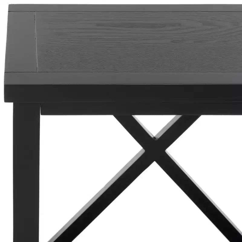 Table d'appoint à piètement croisé avec détails en X ouverts et étagère inférieure, bois blanc