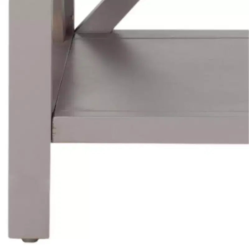 Table d'appoint à piètement croisé avec détails en X ouverts et étagère inférieure, bois blanc