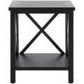 Table d'appoint à piètement croisé avec détails en X ouverts et étagère inférieure, bois blanc