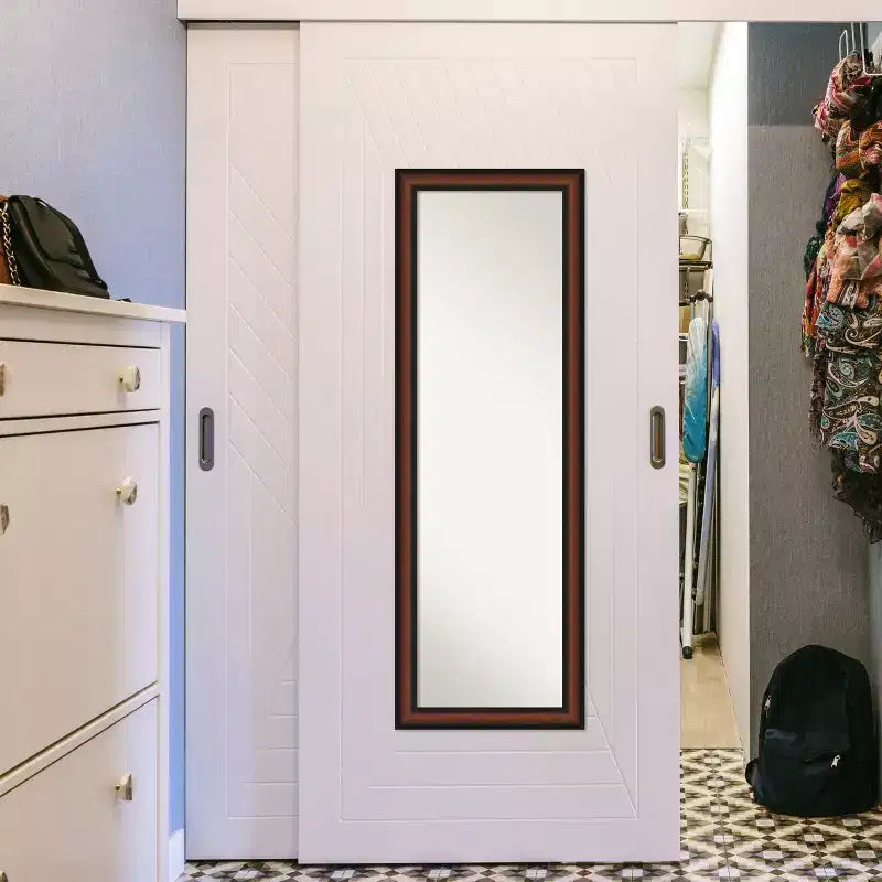 Miroir pleine longueur en noyer non biseauté pour porte, 51,5" x 17,5"