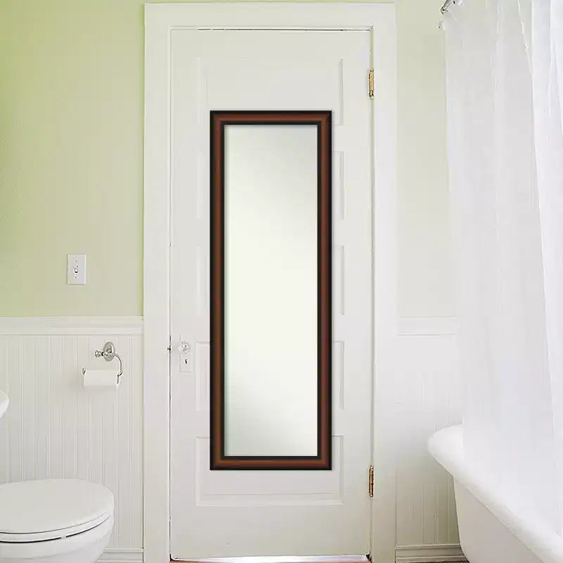 Miroir pleine longueur en noyer non biseauté pour porte, 51,5" x 17,5"