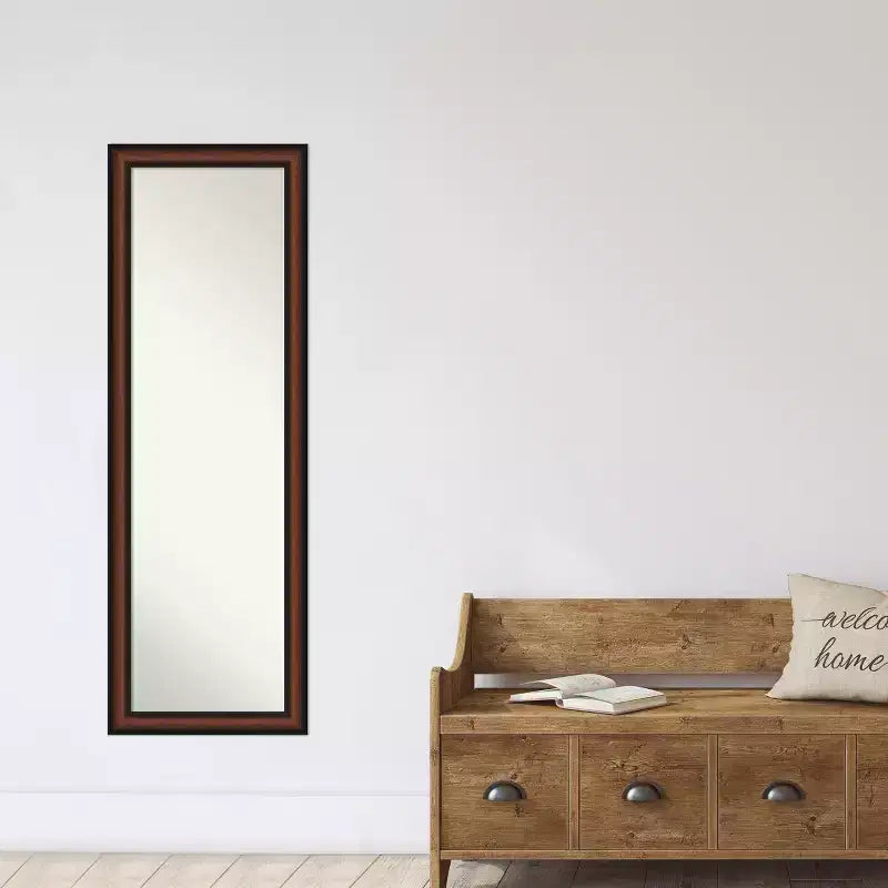 Miroir pleine longueur en noyer non biseauté pour porte, 51,5" x 17,5"