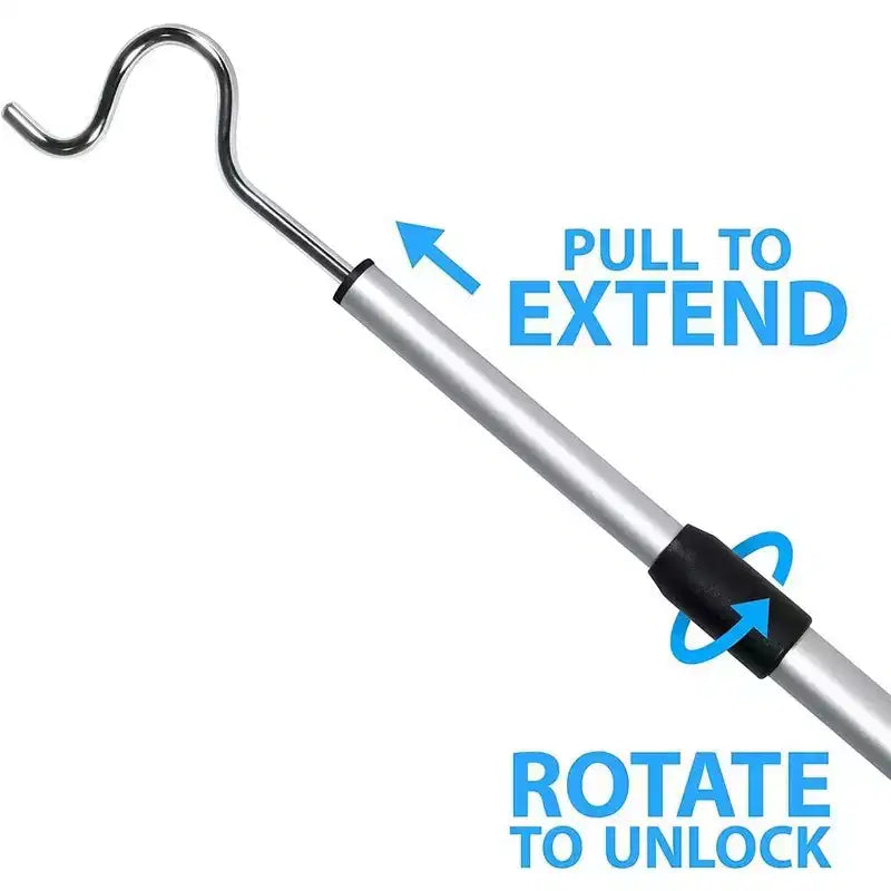Perche en aluminium Shepherd avec crochet et poignée de 2,75 po, légère, extensible de 36 à 62 po