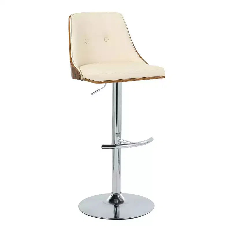 Lot de 2 tabourets de bar réglables en hauteur, pivotants, en similicuir, avec repose-pieds