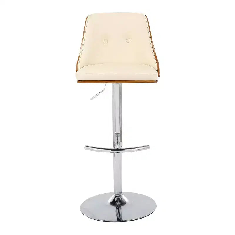 Lot de 2 tabourets de bar réglables en hauteur, pivotants, en similicuir, avec repose-pieds