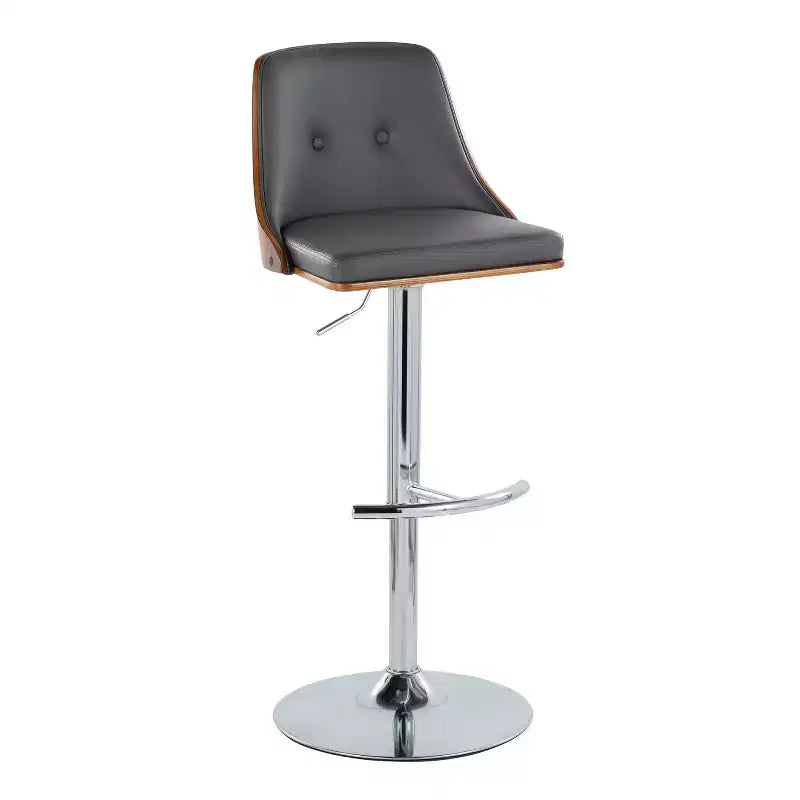 Lot de 2 tabourets de bar réglables en hauteur, pivotants, en similicuir, avec repose-pieds