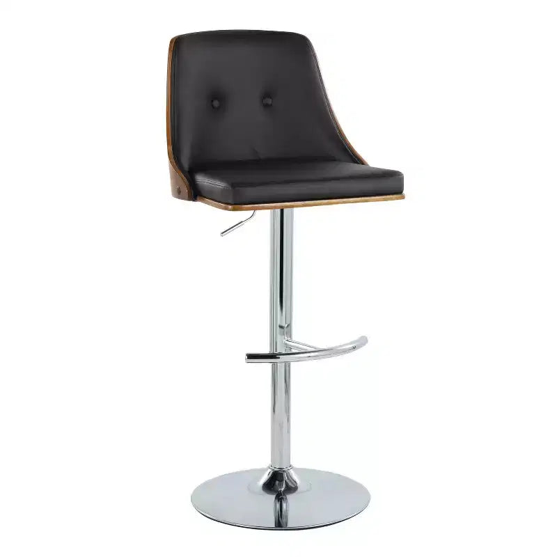 Lot de 2 tabourets de bar réglables en hauteur, pivotants, en similicuir, avec repose-pieds