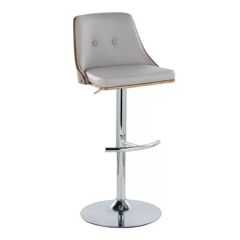 Lot de 2 tabourets de bar réglables en hauteur, pivotants, en similicuir, avec repose-pieds