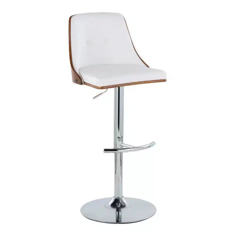 Lot de 2 tabourets de bar réglables en hauteur, pivotants, en similicuir, avec repose-pieds