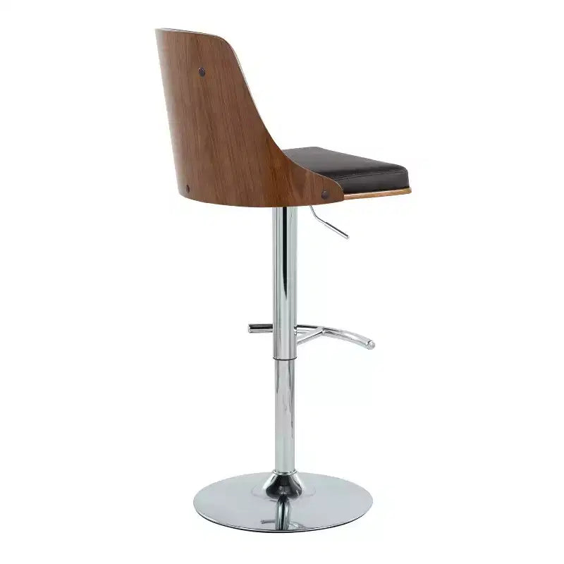 Lot de 2 tabourets de bar réglables en hauteur, pivotants, en similicuir, avec repose-pieds